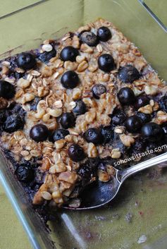 Blueberry &amp; Raspberry Baked Oatmeal &#9830; What I like about this recipe is you can make this Sunday night and have breakfast all through the week. Just reheat each serving in the microwave in the morning. You can feel good about it, too. The ingredients are healthy, it&#8217;s a warm, comforting meal, and a serving is about 200 calories give or take a few depending on what fruit you use.